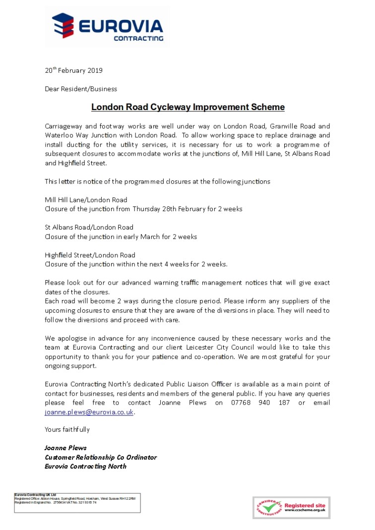 Junction Closures Feb to March